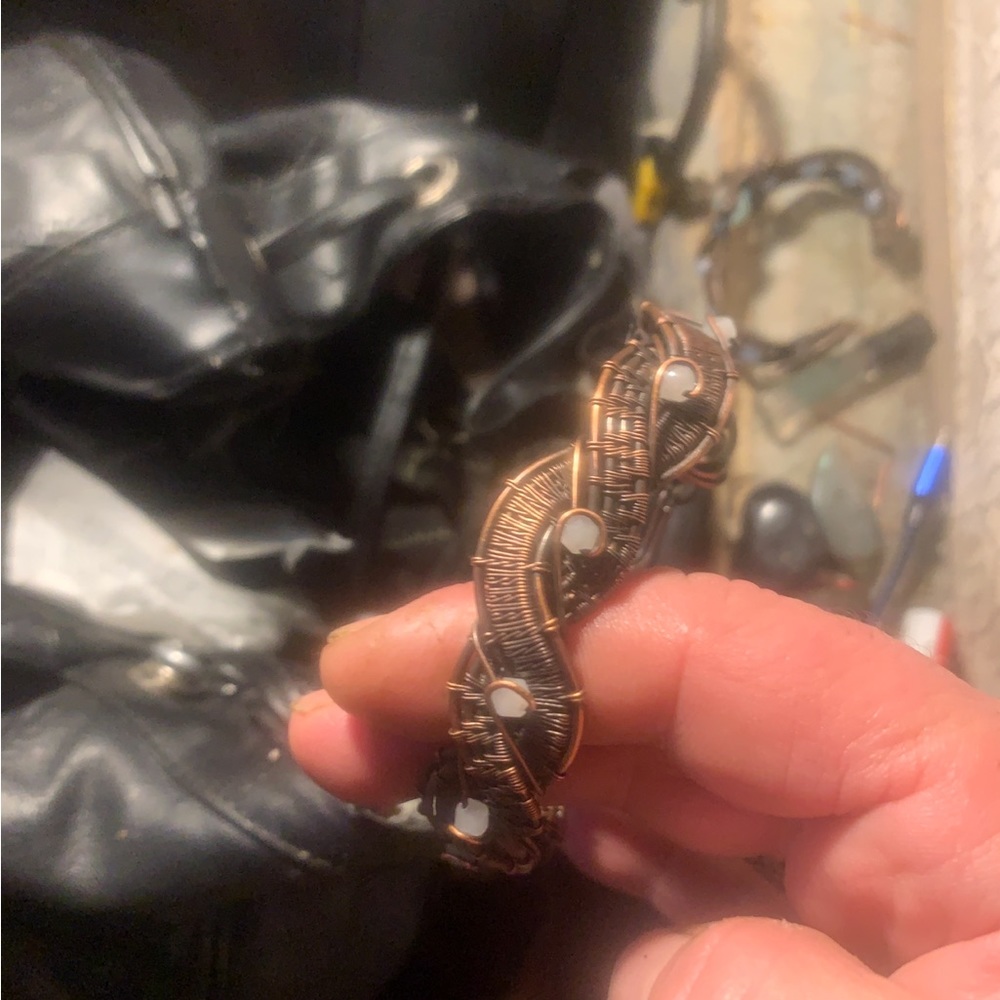 White jade wire wrapped bracelets